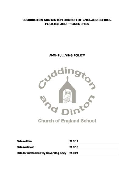 Anti Bullying Policy May 2018 - Cuddington and Dinton School