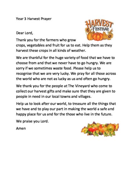 Year 3 Harvest Prayer - Cuddington and Dinton School