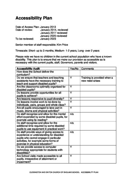 Accessibility Plan - Cuddington and Dinton School