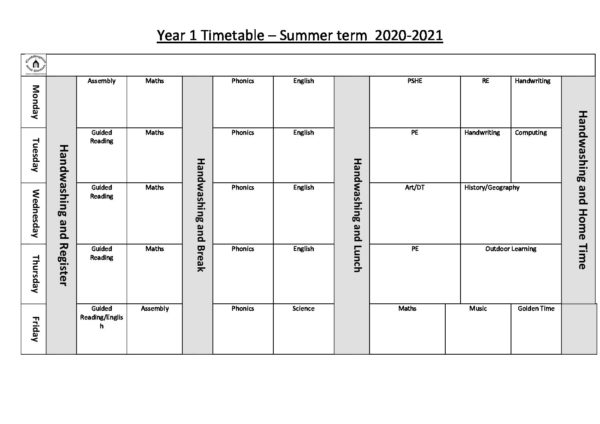 Year 1 timetable summer - Cuddington and Dinton School