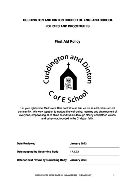 First Aid Policy draft - Cuddington and Dinton School